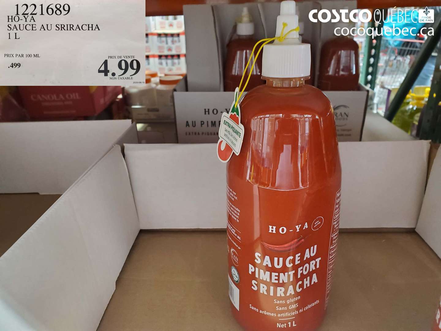 1221689 HO-YA SAUCE AU SRIRACHA 1 L $4.99