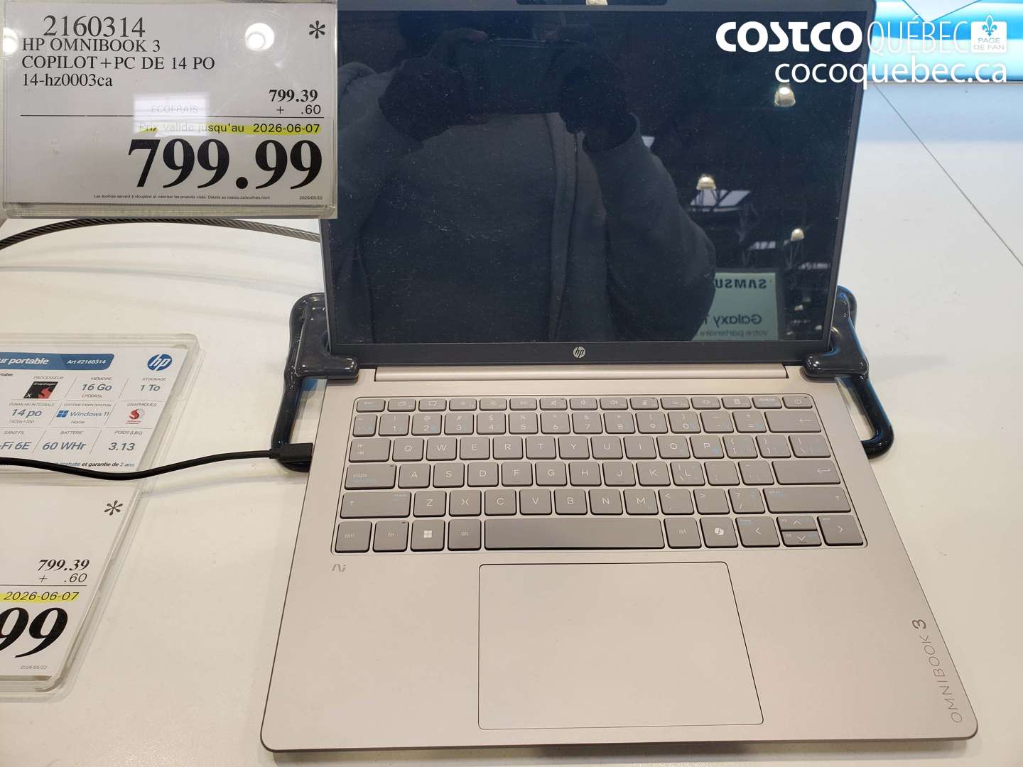 2160314 HP OMNIBOOK 3 COPILOT + PC DE 14 PO 14-HZ0003CA (EXPIRES ON 2026-06-07) $799.99