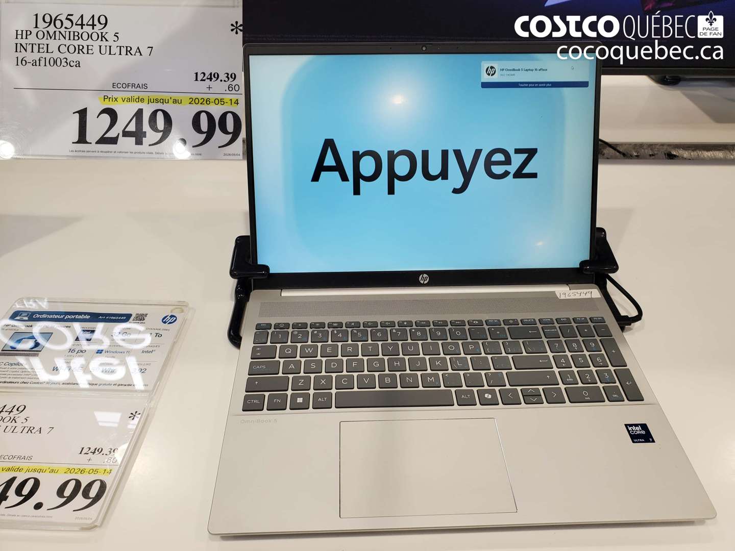 1965449 HP OMNIBOOK 5 INTEL CORE ULTRA 7 16-AF1003CA (EXPIRES ON 2026-05-14) $1249.99