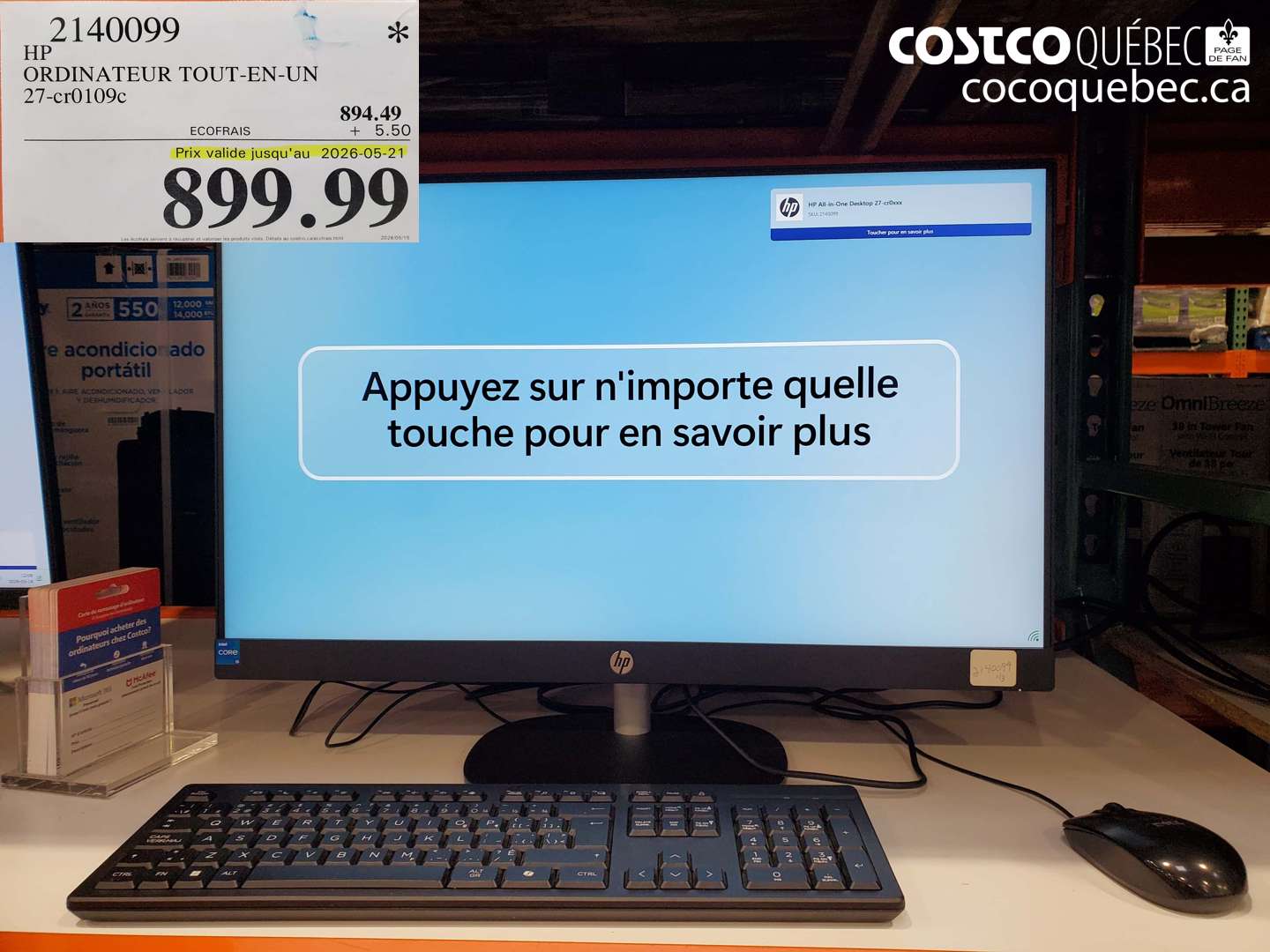 2140099 HP ORDINATEUR TOUT-EN-UN 27-CR0109C (EXPIRES ON 2026-05-21) $899.99