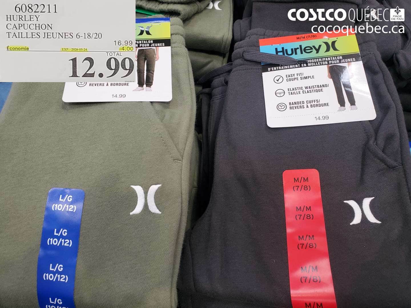 6082211 HURLEY CAPUCHON TAILLES JEUNES 6-18/20 ($4.00 INSTANT SAVINGS EXPIRES ON 2026-05-24) $12.99