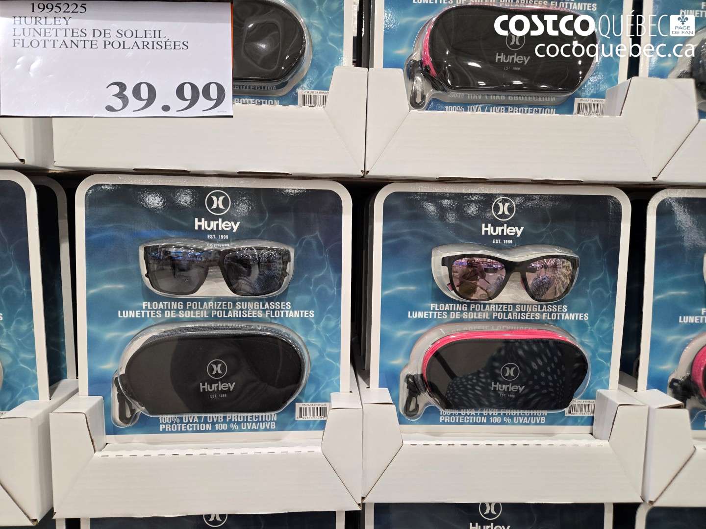 1995225 HURLEY LUNETTES DE SOLEIL FLOTTANTE POLARISÉES $39.99