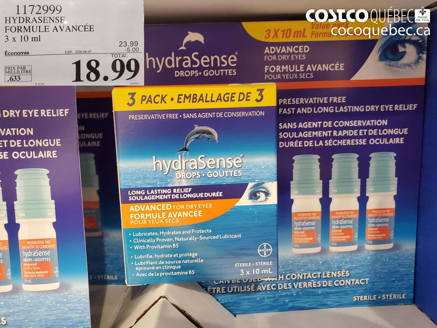 1172999 HYDRASENSE FORMULE AVANCÉE 3 X 10 ML ($5.00 INSTANT SAVINGS EXPIRES ON 2026-06-07) $18.99