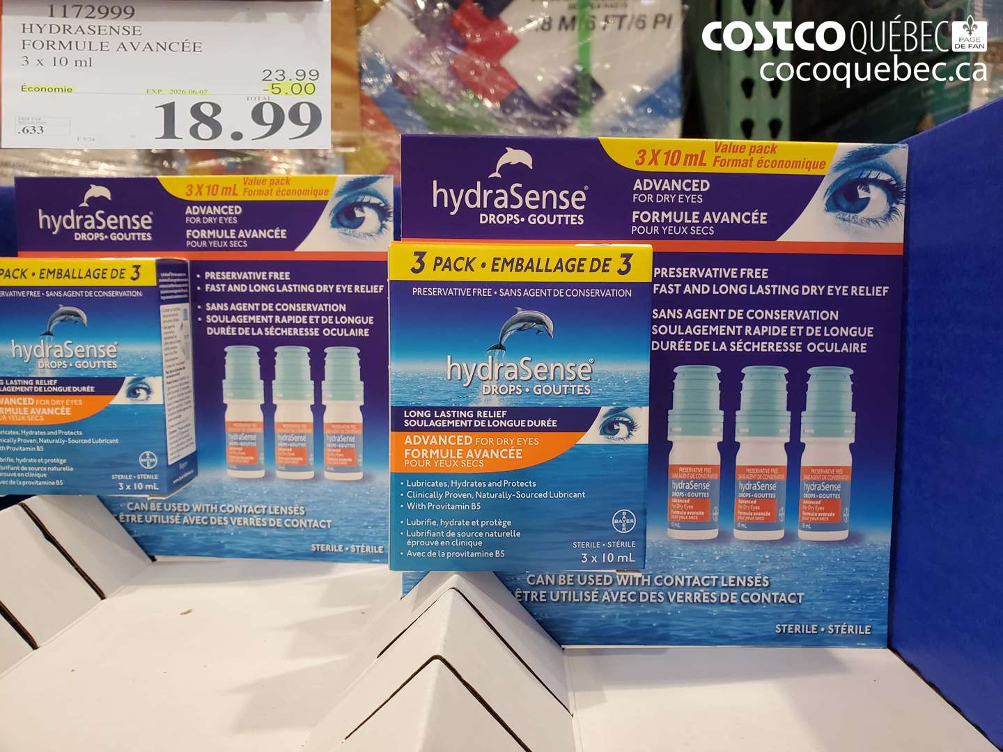 1172999 HYDRASENSE FORMULE AVANCÉE 3 X 10 ML ($5.00 INSTANT SAVINGS EXPIRES ON 2026-06-07) $18.99