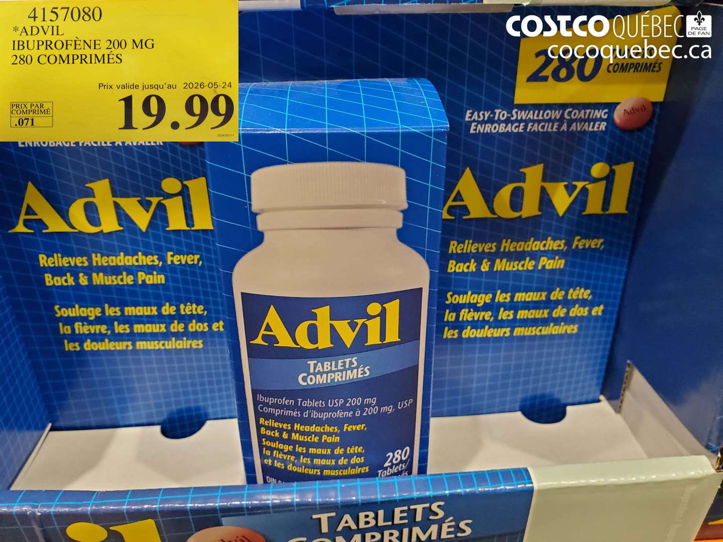 4157080 IBUPROFÈNE 200 MG 280 COMPRIMÉS (EXPIRES ON 2026-05-24) $19.99