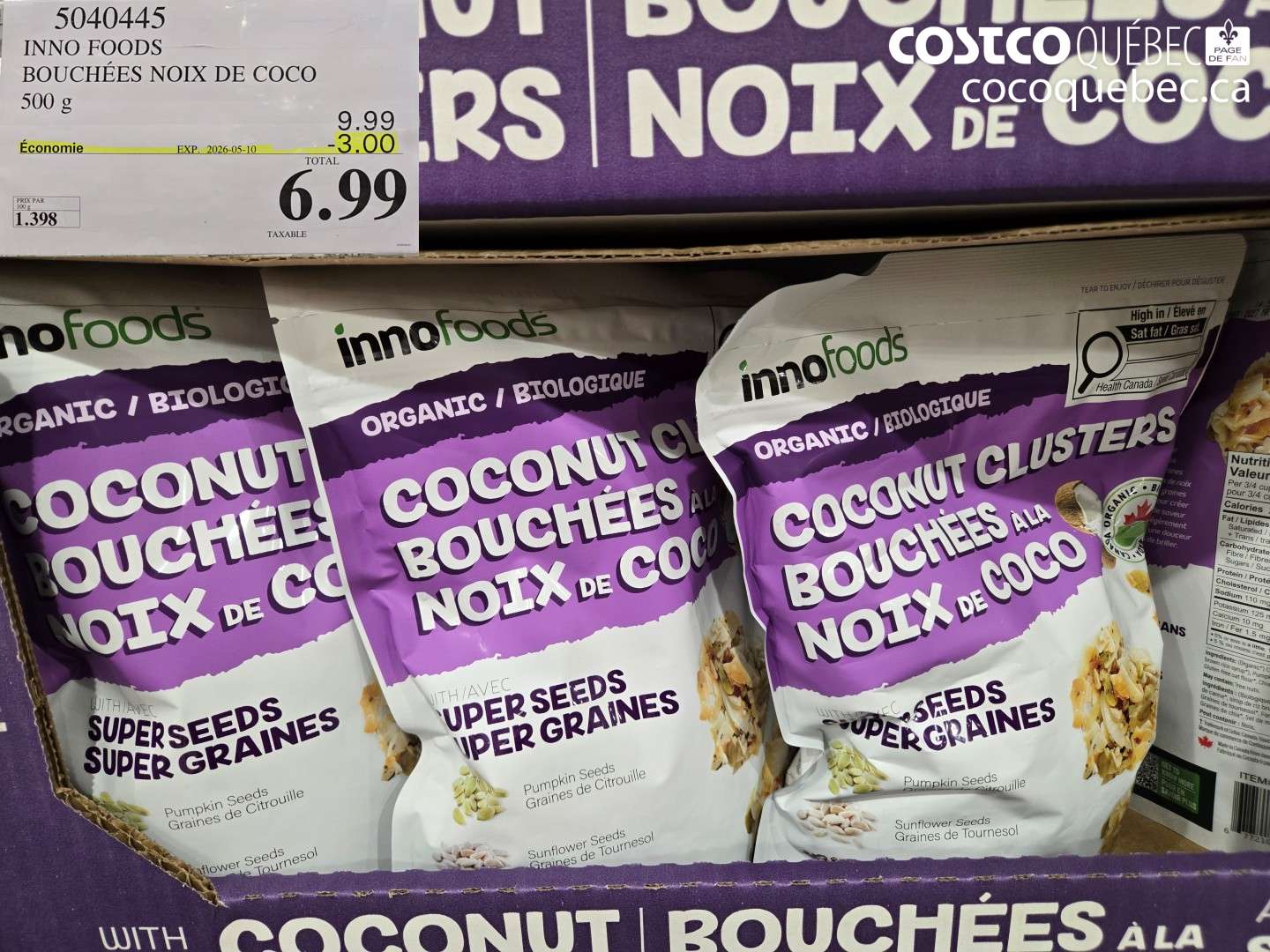 5040445 INNO FOODS BOUCHÉES NOIX DE COCO 500 G ($3.00 INSTANT SAVINGS EXPIRES ON 2026-05-10) $6.99