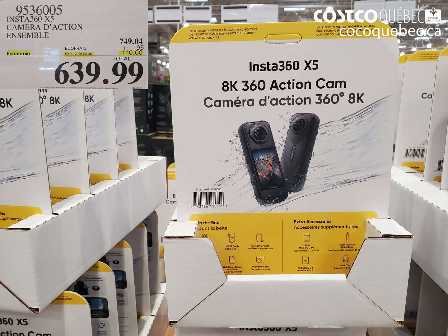 9536005 INSTA360 X5 CAMERA D'ACTION ENSEMBLE ($110.00 INSTANT SAVINGS EXPIRES ON 2026-05-26) $639.99