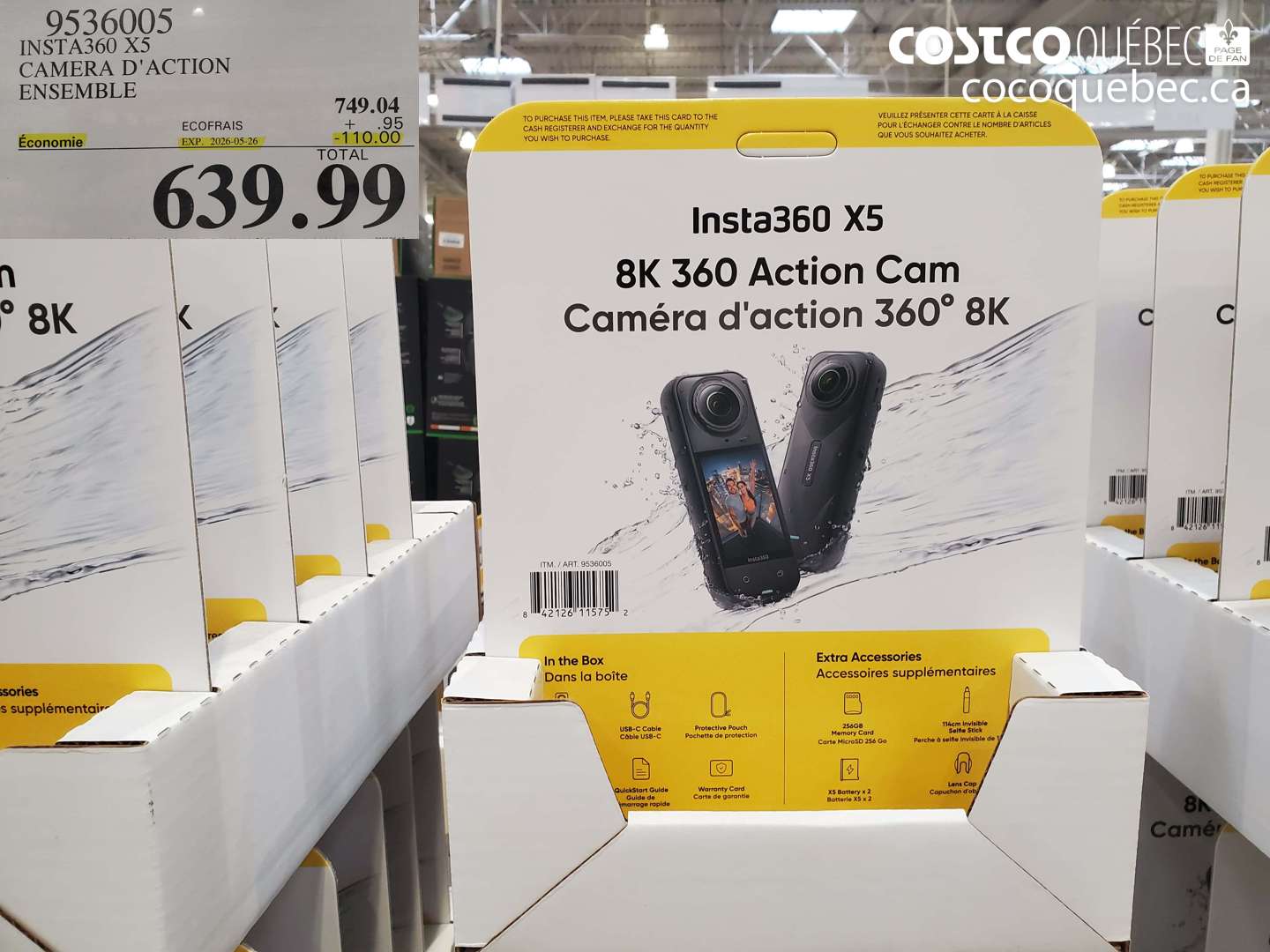 9536005 INSTA360 X5 CAMERA D'ACTION ENSEMBLE ($110.00 INSTANT SAVINGS EXPIRES ON 2026-05-26) $639.99