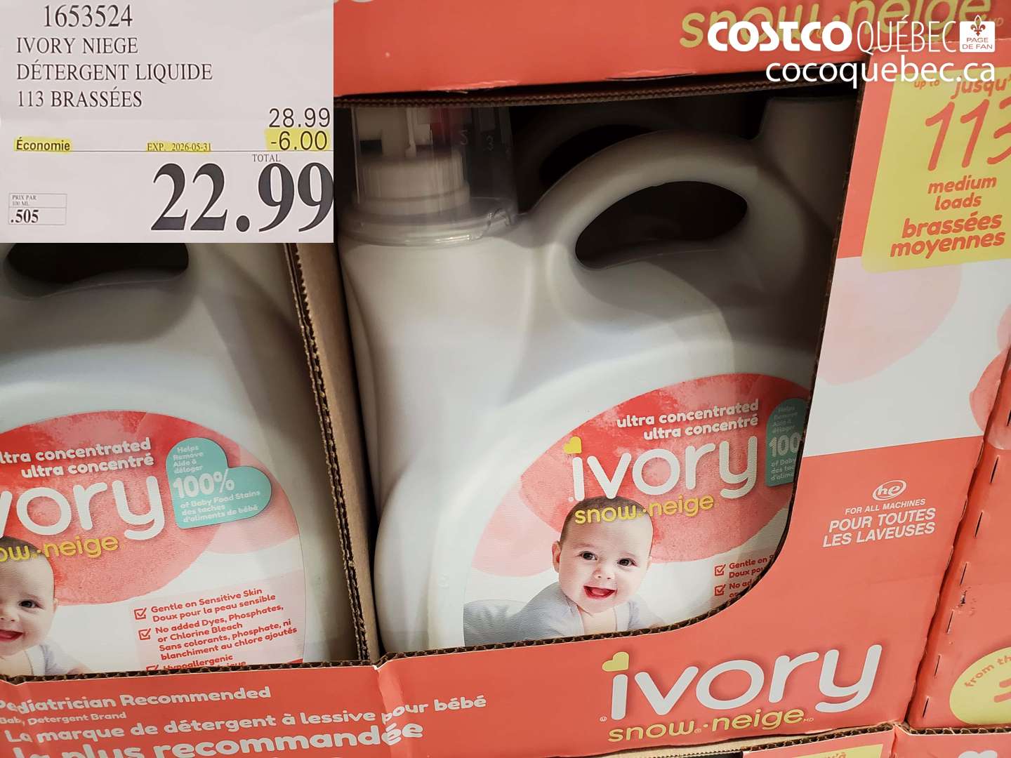 1653524 IVORY NEIGE DÉTERGENT LIQUIDE 113 BRASSÉES ($6.00 INSTANT SAVINGS EXPIRES ON 2026-05-31) $22.99