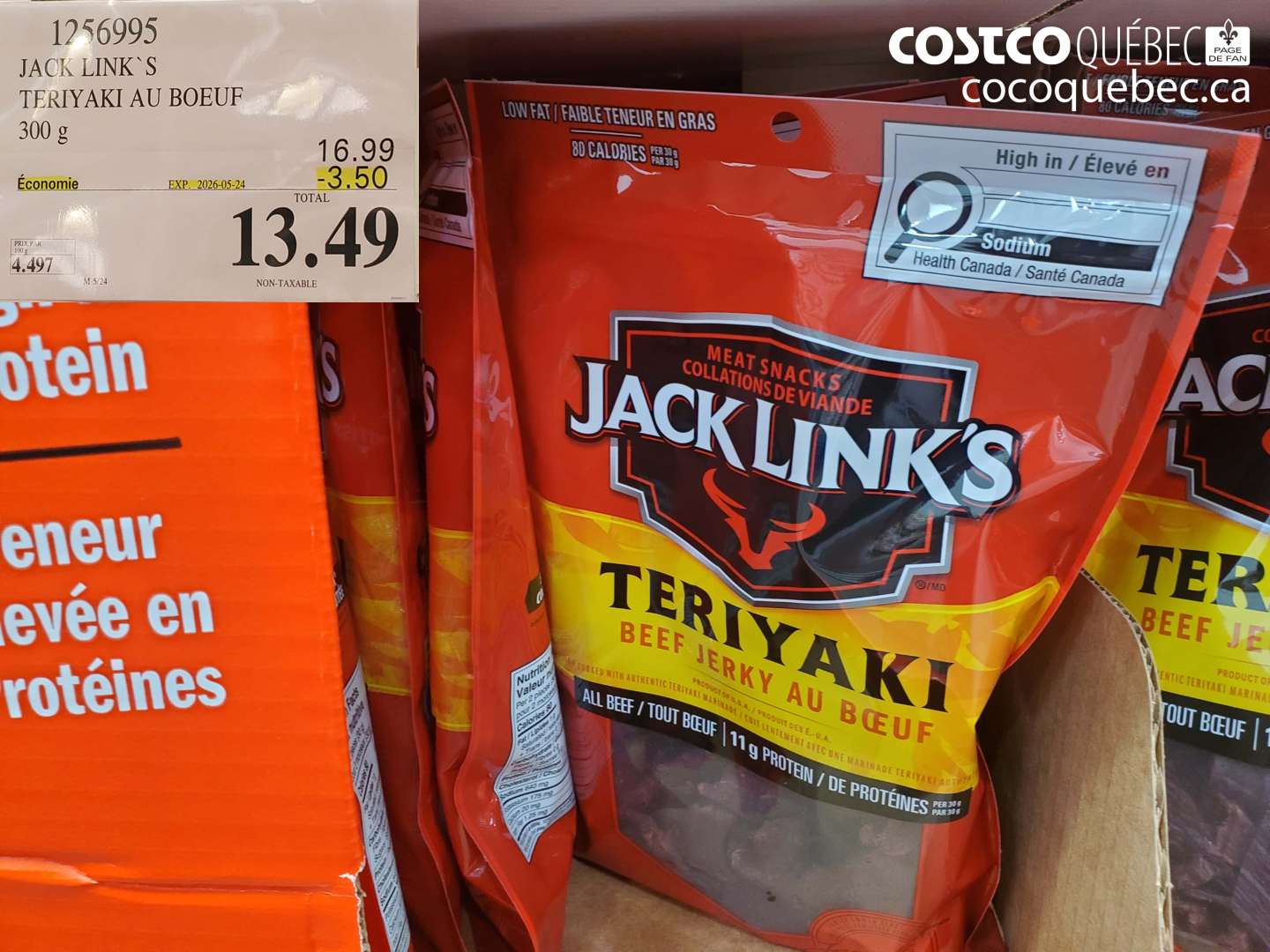 1256995 JACK LINK'S TERIYAKI AU BOEUF 300 G ($3.50 INSTANT SAVINGS EXPIRES ON 2026-05-24) $13.49