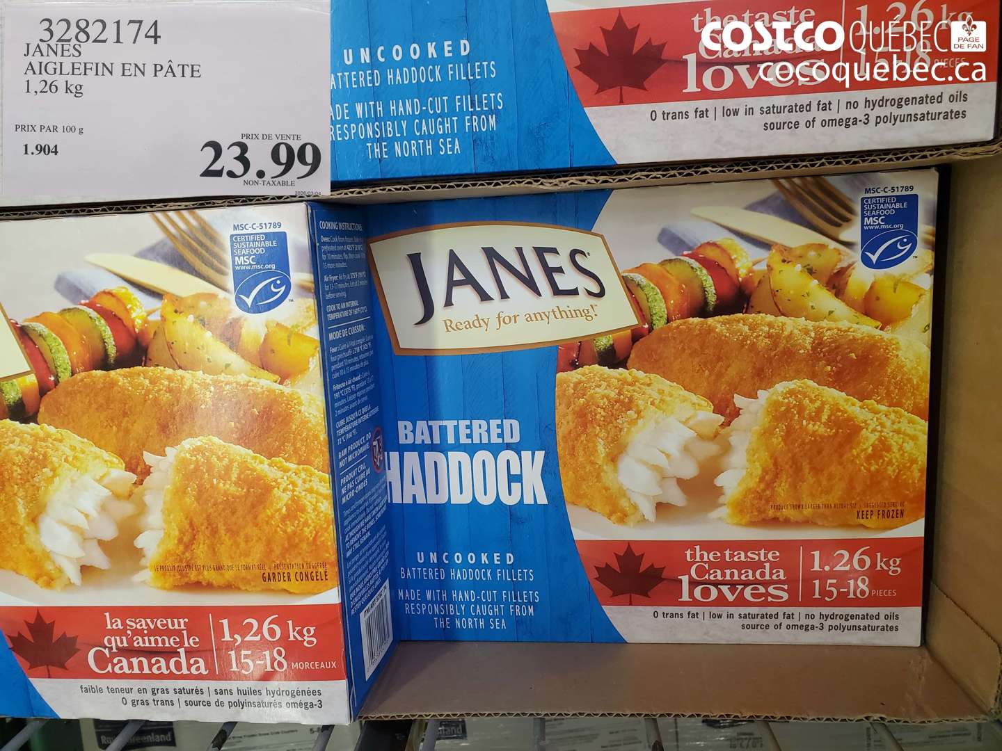 3282174 JANES AIGLEFIN EN PÂTE 1.26 KG $23.99