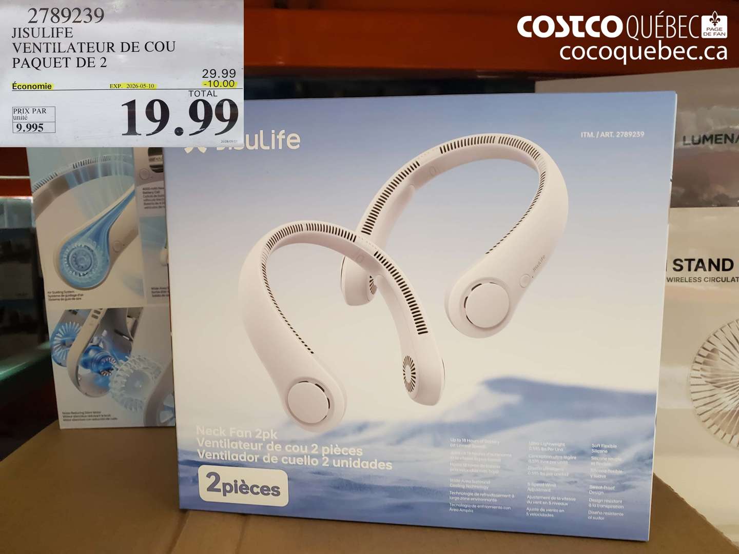 2789239 JISULIFE VENTILATEUR DE COU PAQUET DE 2 ($10.00 INSTANT SAVINGS EXPIRES ON 2026-05-10) $19.99