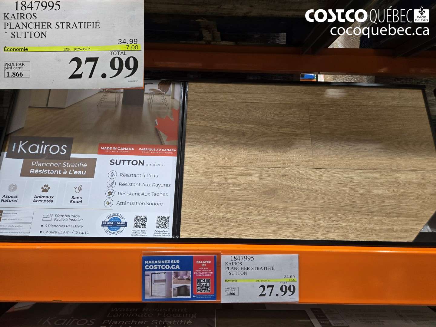 1847995 KAIROS PLANCHER STRATIFIÉ SUTTON ($7.00 INSTANT SAVINGS EXPIRES ON 2026-06-02) $27.99