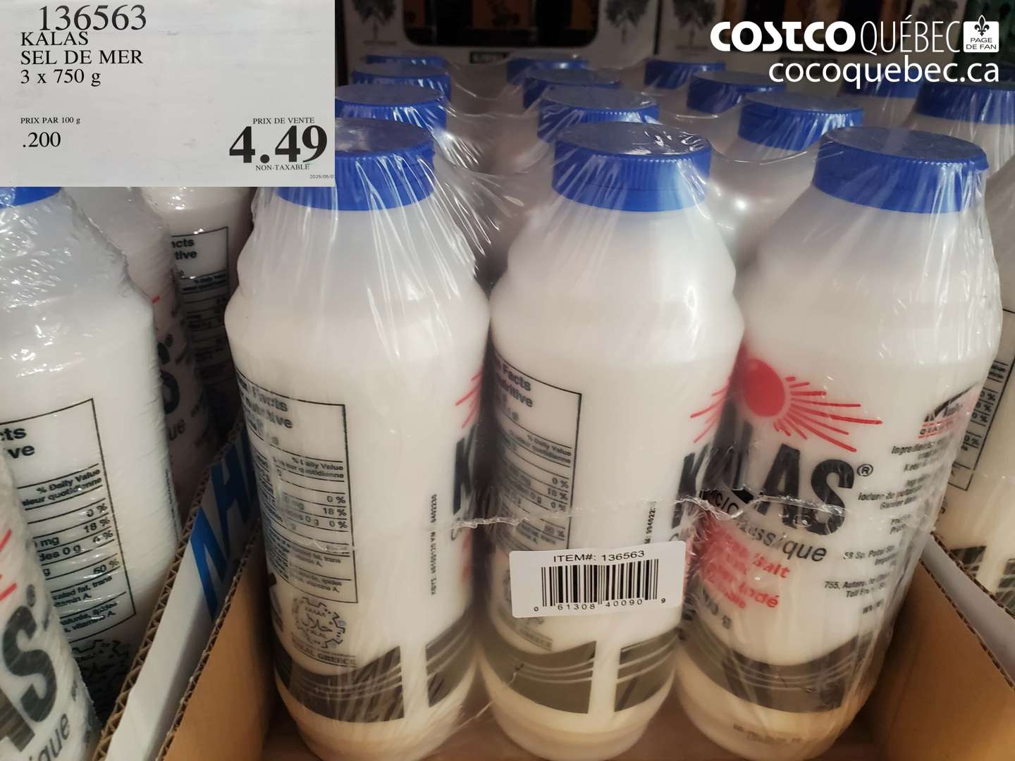 136563 KALAS SEL DE MER 3 X 750 G $4.49
