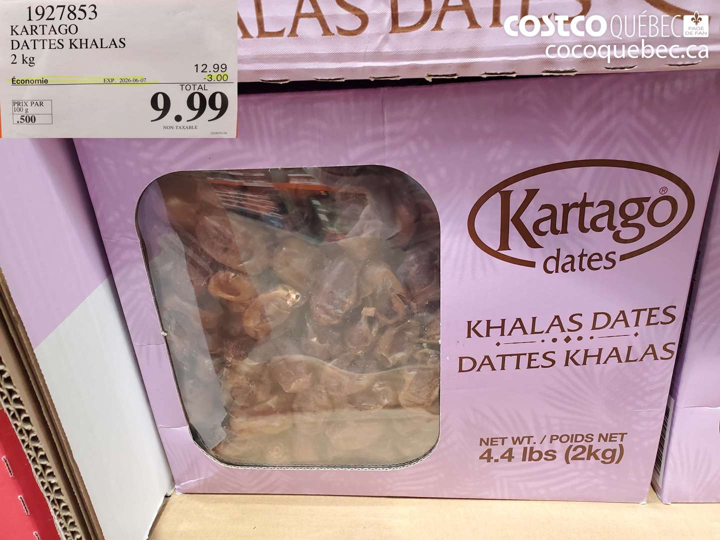1927853 KARTAGO DATTES KHALAS 2 KG ($3.00 INSTANT SAVINGS EXPIRES ON 2026-06-07) $9.99