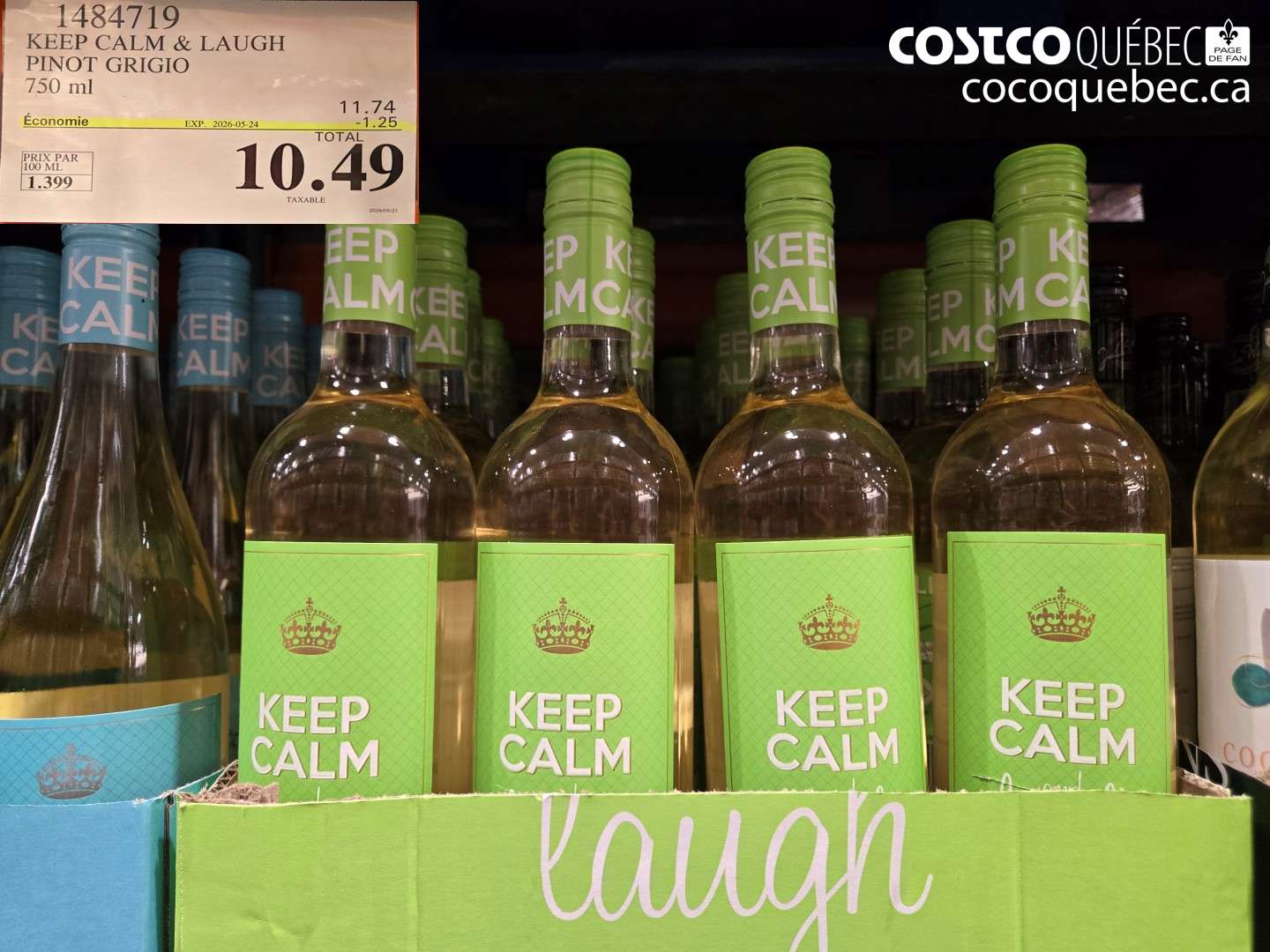 1484719 KEEP CALM & LAUGH PINOT GRIGIO ($1.25 INSTANT SAVINGS EXPIRES ON 2026-05-24) $10.49
