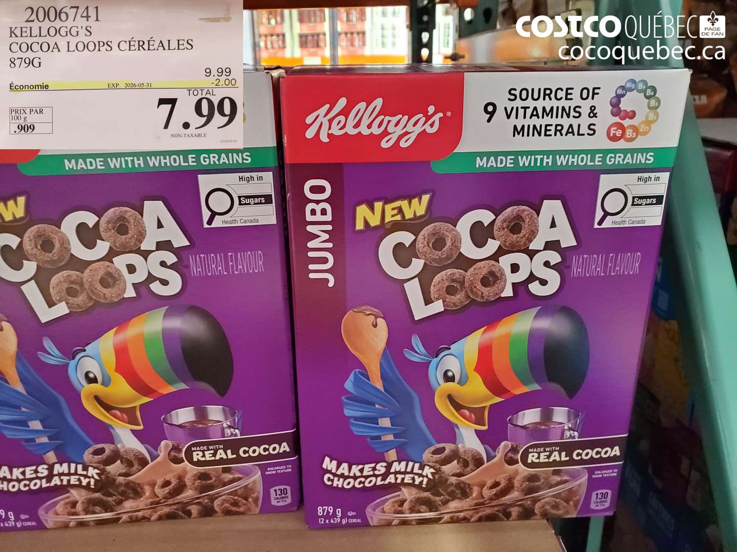 2006741 KELLOGG'S COCOA LOOPS CÉRÉALES 879G ($2.00 INSTANT SAVINGS EXPIRES ON 2026-05-31) $7.99