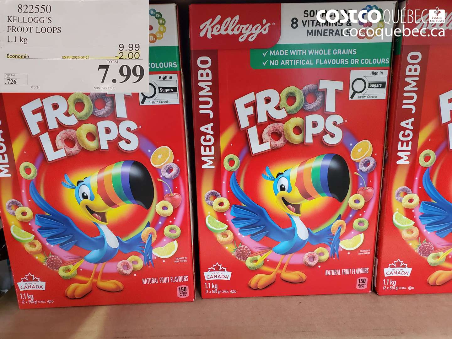822550 KELLOGG'S FROOT LOOPS 1.1 KG ($2.00 INSTANT SAVINGS EXPIRES ON 2026-05-24) $7.99