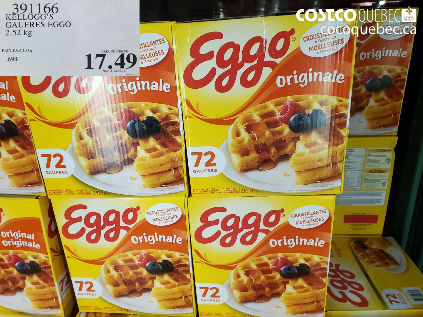 391166 KELLOGG'S GAUFRES EGGO 2.52 KG $17.49