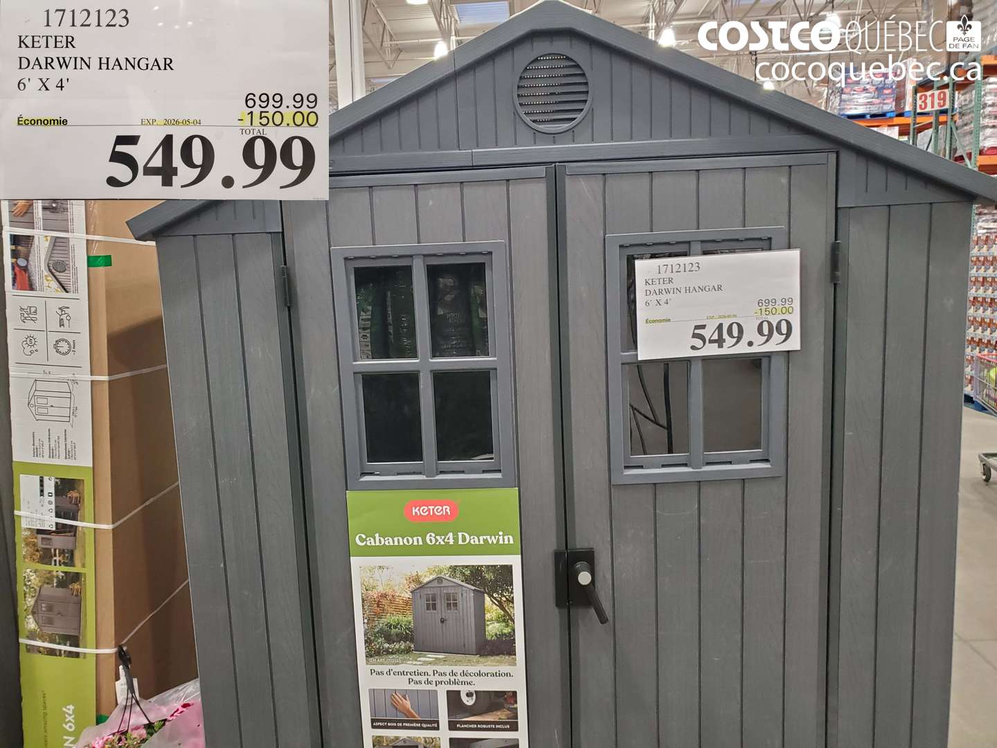 1712123 KETER DARWIN HANGAR 6' X 4' ($150.00 INSTANT SAVINGS EXPIRES ON 2026-05-04) $549.99
