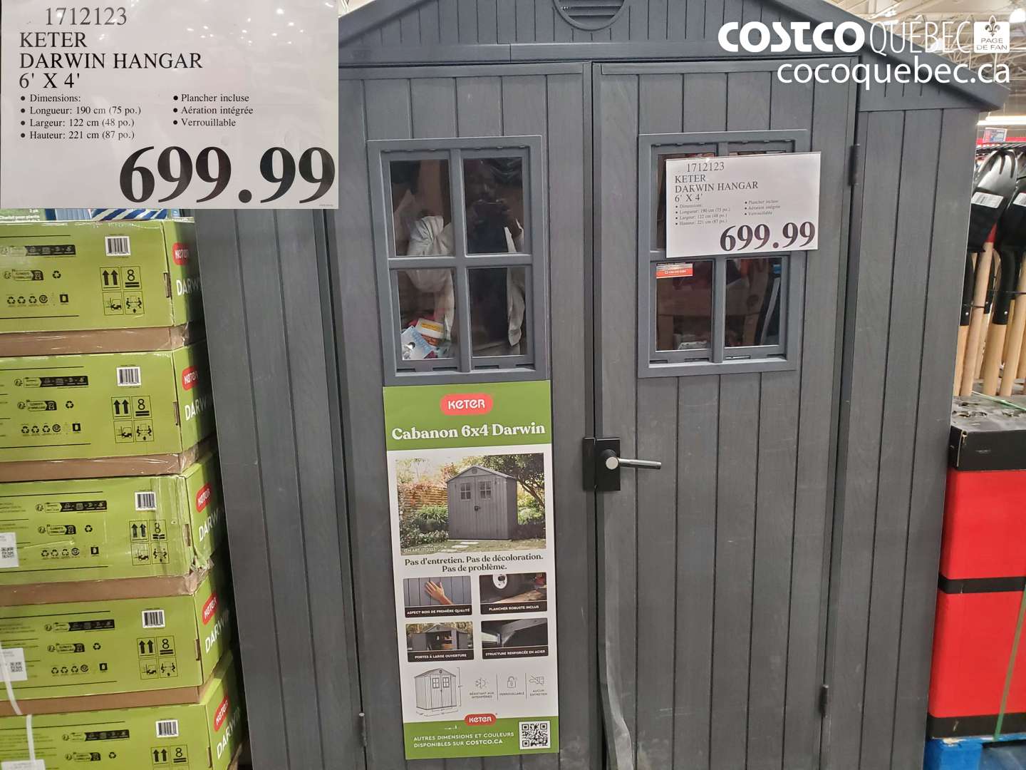 1712123 KETER DARWIN HANGAR 6' X 4' $699.99