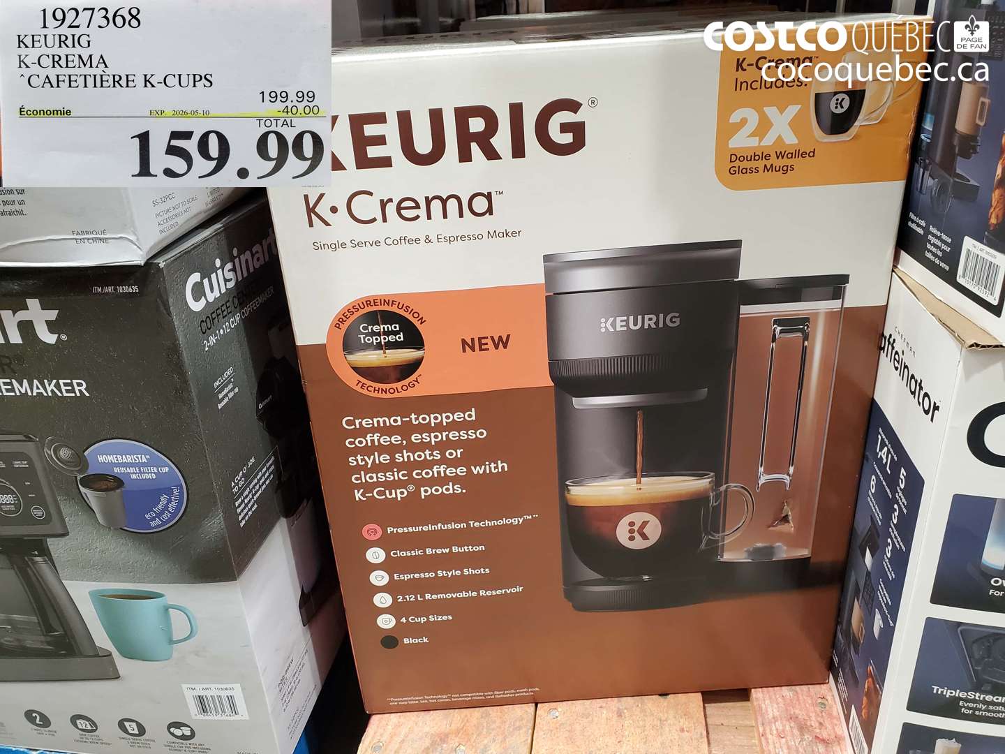 1927368 KEURIG K-CREMA ($40.00 INSTANT SAVINGS EXPIRES ON 2026-05-10) $159.99