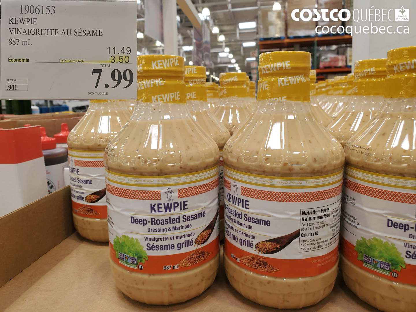 1906153 KEWPIE VINAIGRETTE AU SÉSAME 887 ML ($3.50 INSTANT SAVINGS EXPIRES ON 2026-06-07) $7.99