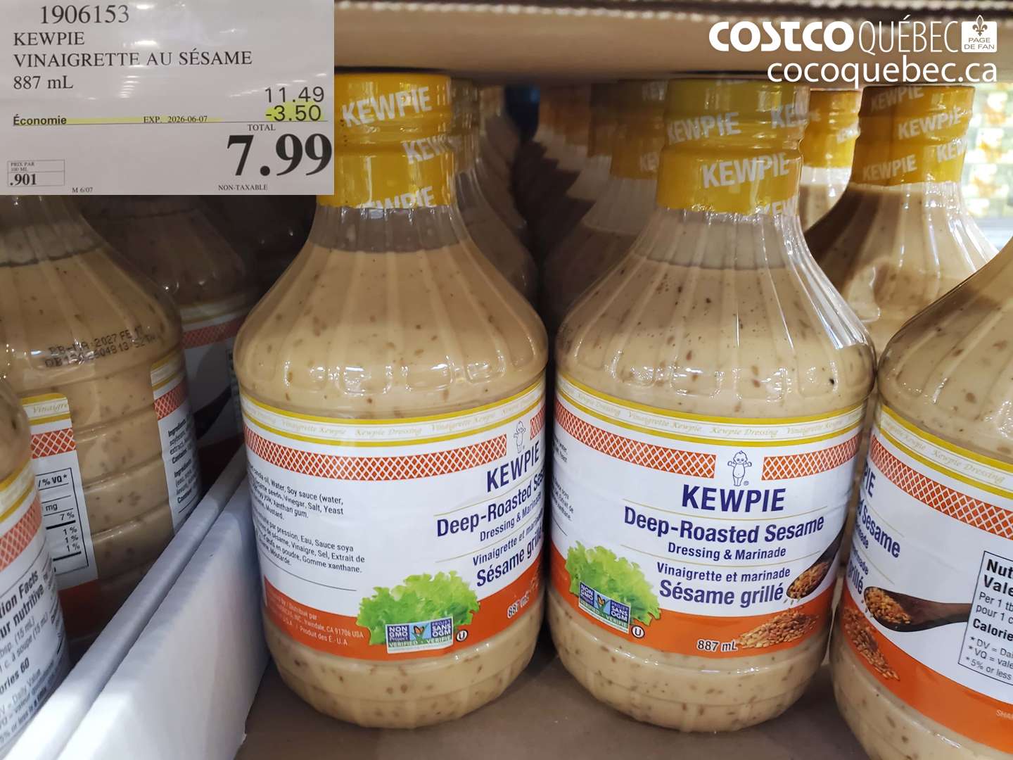 1906153 KEWPIE VINAIGRETTE AU SÉSAME 887 ML ($3.50 INSTANT SAVINGS EXPIRES ON 2026-06-07) $7.99