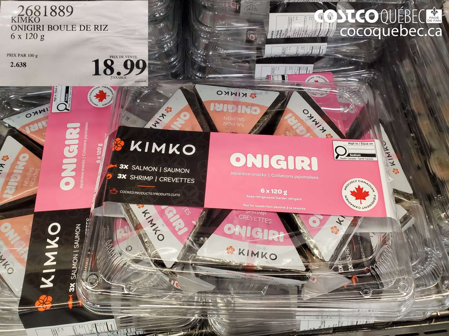 2681889 KIMKO ONIGIRI BOULE DE RIZ 6 X 120 G $18.99