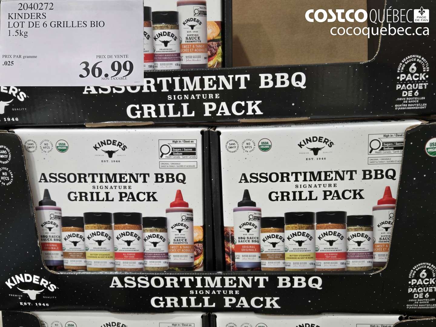 2040272 KINDERS LOT DE 6 GRILLES BIO 1.5KG $36.99
