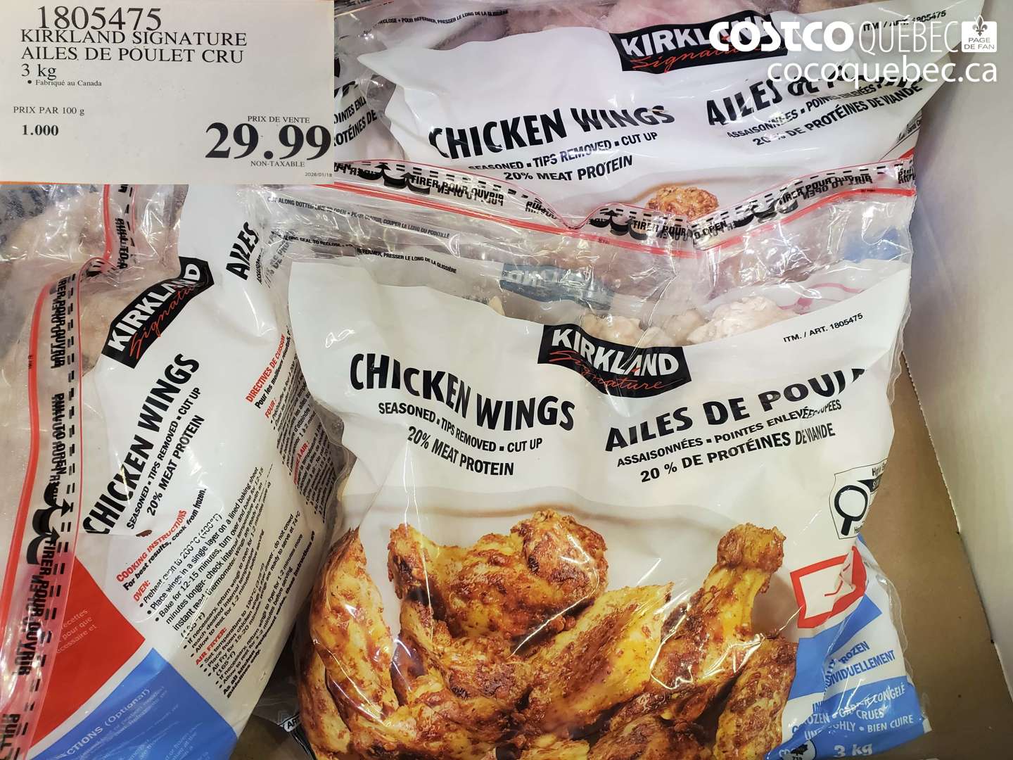 1805475 KIRKLAND SIGNATURE AILES DE POULET CRU 3 KG $29.99