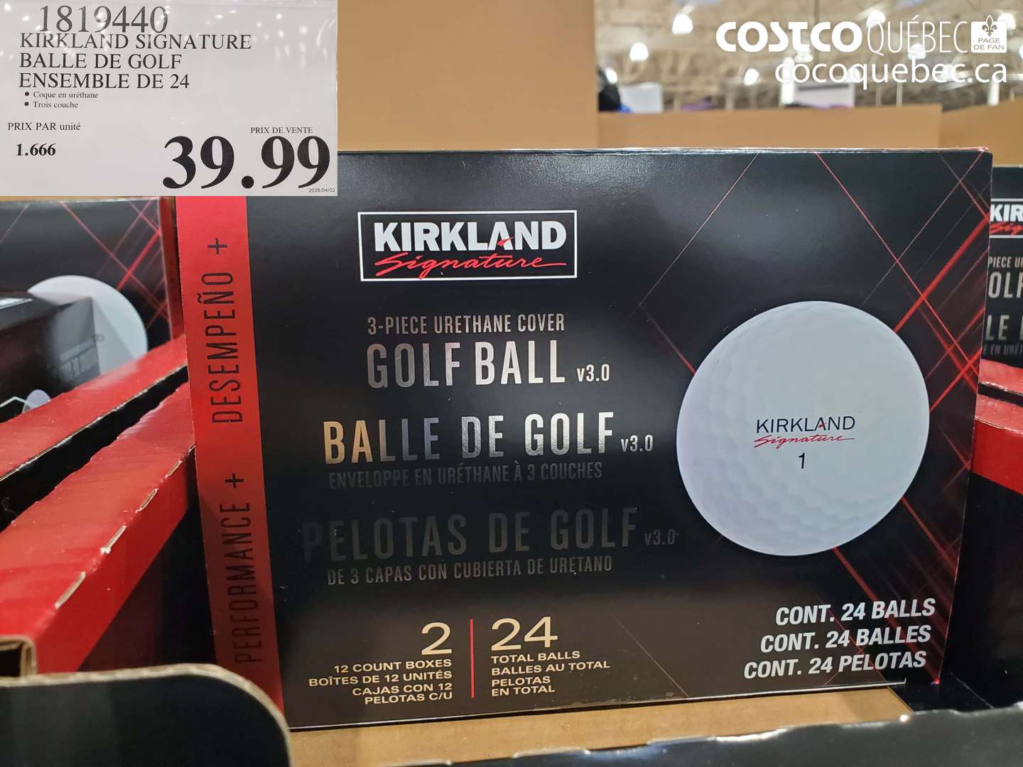 1819440 KIRKLAND SIGNATURE BALLE DE GOLF ENSEMBLE DE 24 $39.99