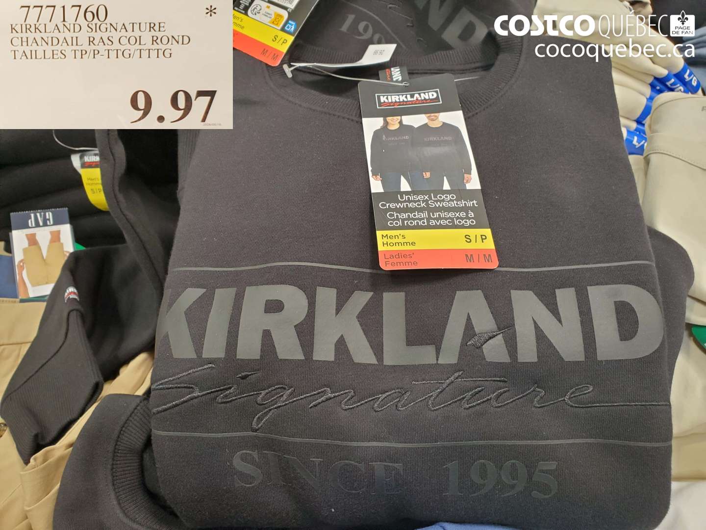 7771760 KIRKLAND SIGNATURE CHANDAIL RAS COL ROND $9.97
