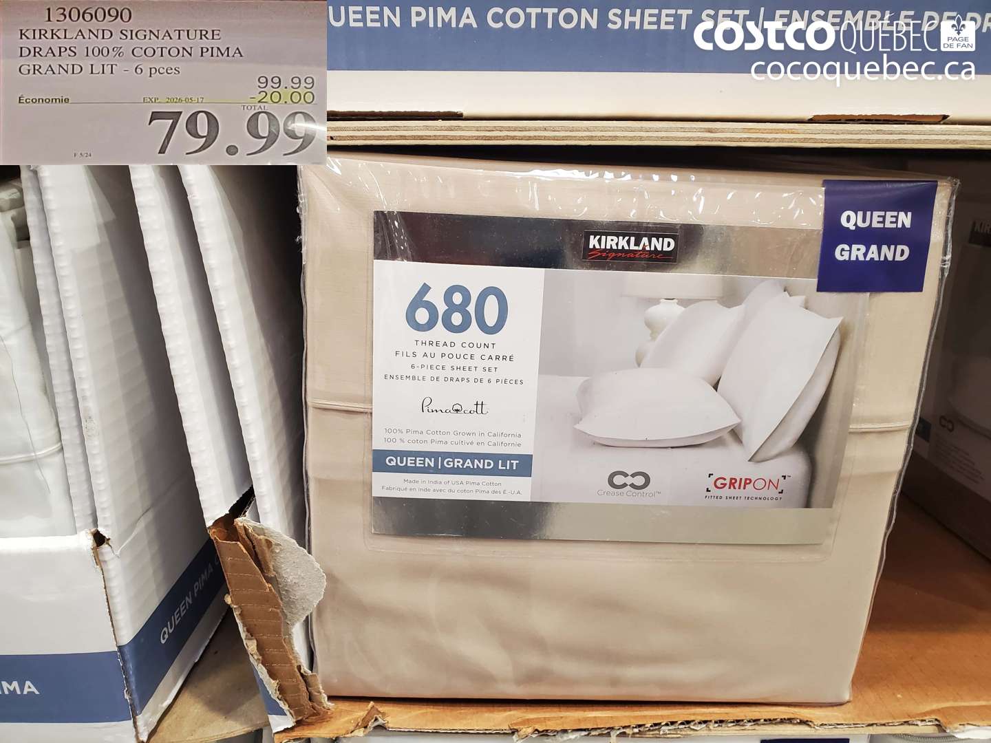 1306090 KIRKLAND SIGNATURE DRAPS 100% COTON PIMA GRAND LIT - 6 PCES ($20.00 INSTANT SAVINGS EXPIRES ON 2026-05-17) $79.99