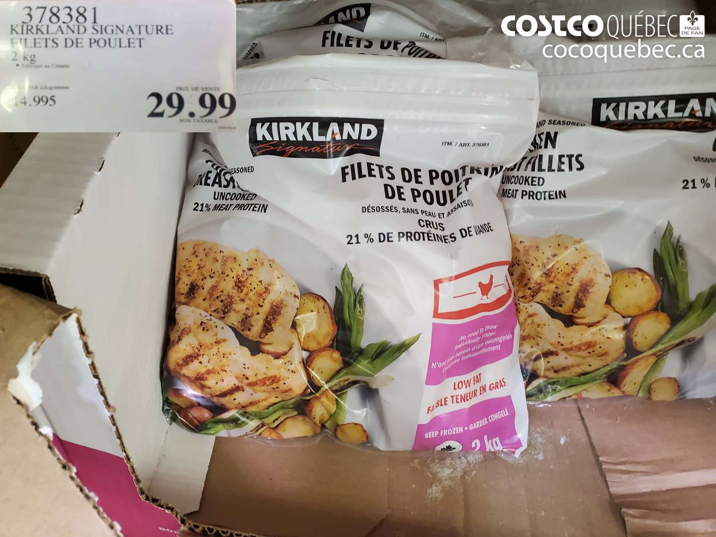 378381 KIRKLAND SIGNATURE FILETS DE POULET 2 KG $29.99