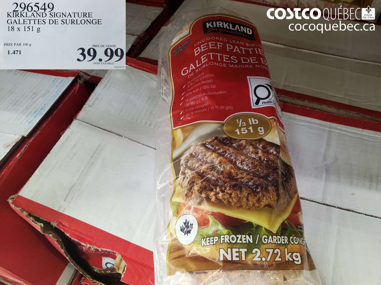 296549 KIRKLAND SIGNATURE GALETTES DE SURLONGE 18 X 151 G $39.99