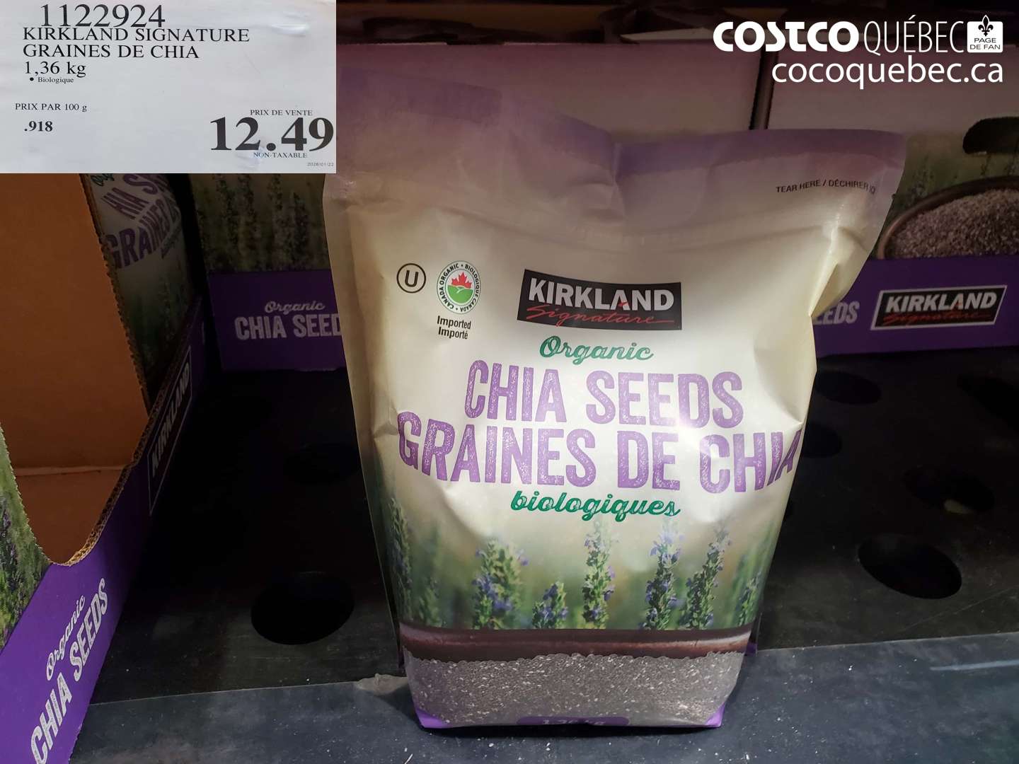 1122924 KIRKLAND SIGNATURE GRAINES DE CHIA 1.36 KG $12.49