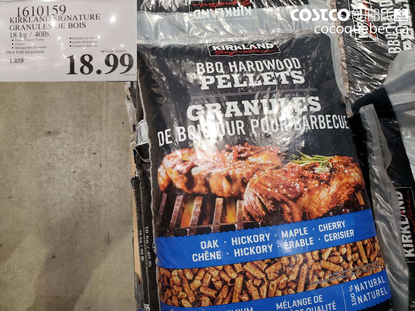 1610159 KIRKLAND SIGNATURE GRANULES DE BOIS 18 KG / 40LB. $18.99