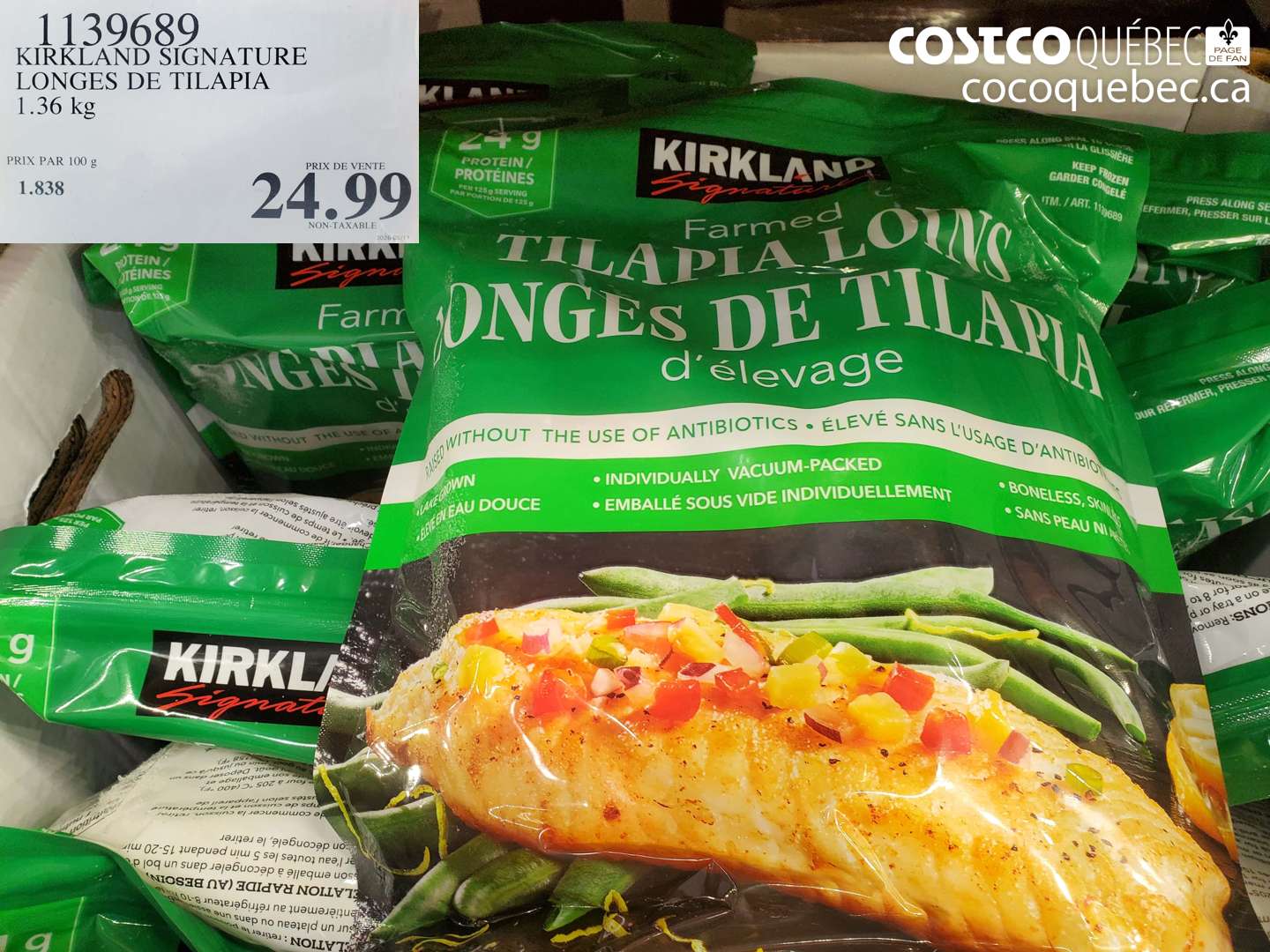 1139689 KIRKLAND SIGNATURE LONGES DE TILAPIA 1.36 KG $24.99