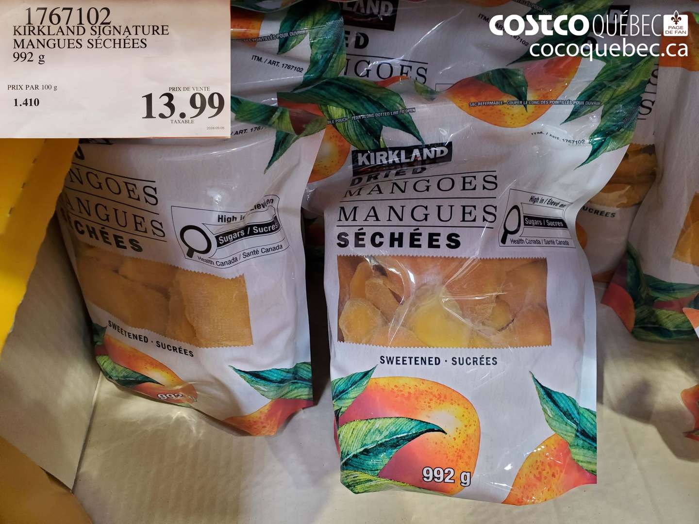 1767102 KIRKLAND SIGNATURE MANGUES SÉCHÉES 992 G $13.99