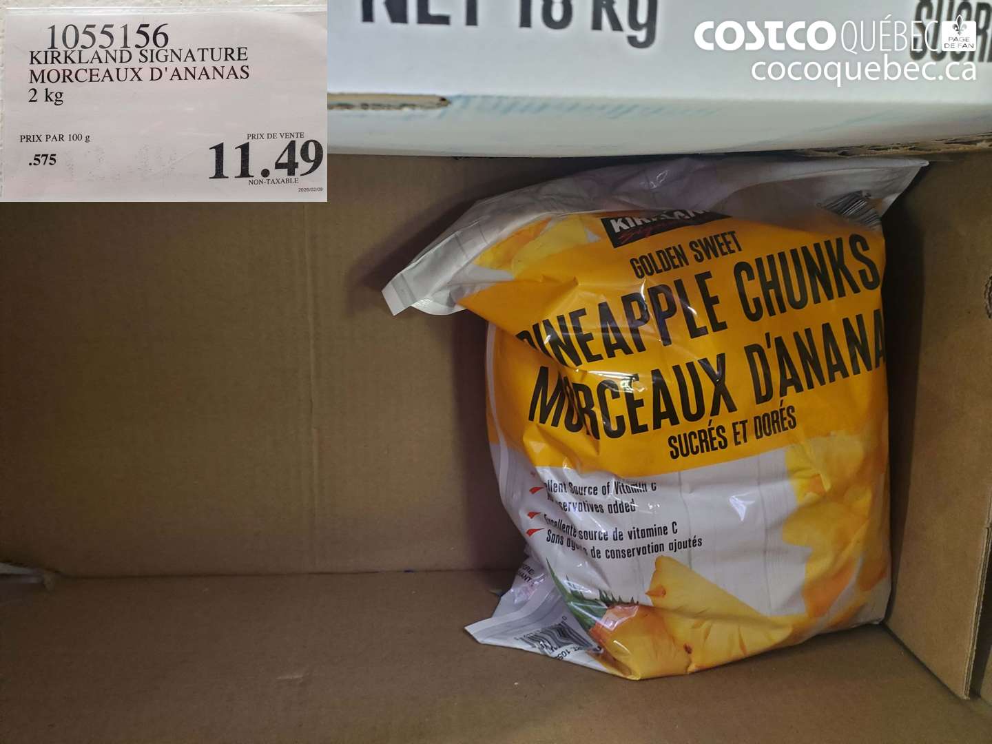 1055156 KIRKLAND SIGNATURE MORCEAUX D'ANANAS 2 KG $11.49