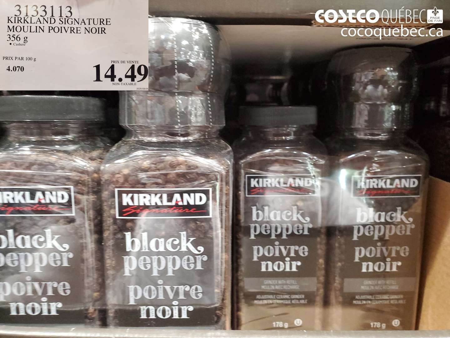 3133113 KIRKLAND SIGNATURE MOULIN POIVRE NOIR 356 G $14.49