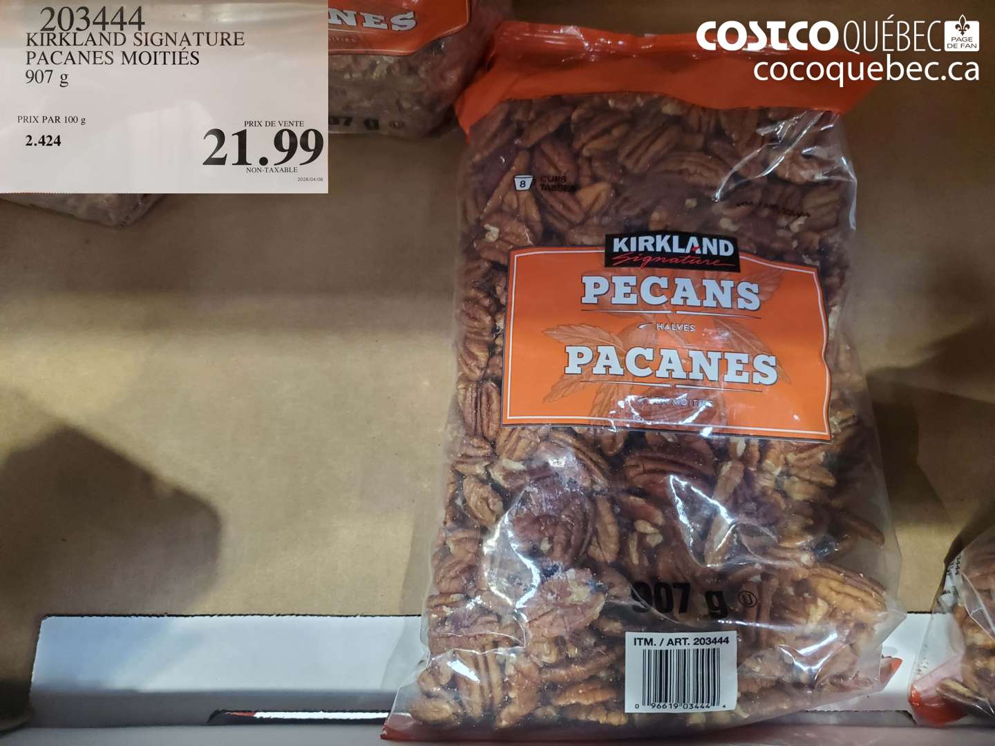 2034444 KIRKLAND SIGNATURE PACANES MOITIES 907 G $21.99
