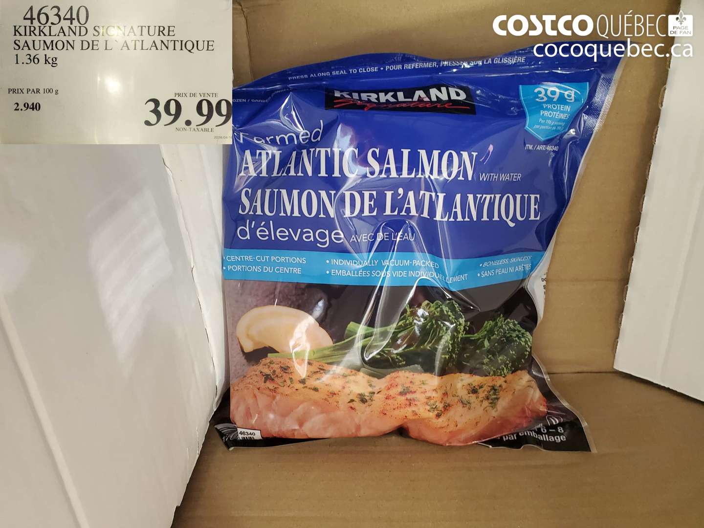 46340 KIRKLAND SIGNATURE SAUMON DE L'ATLANTIQUE 1.36 KG $39.99