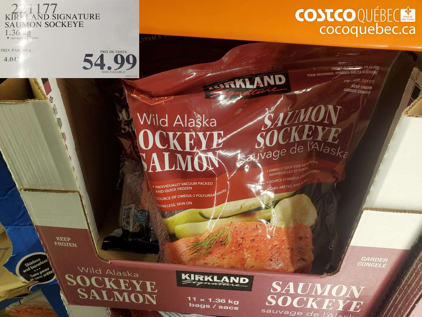 221177 KIRKLAND SIGNATURE SAUMON SOCKEYE 1.36 KG $54.99