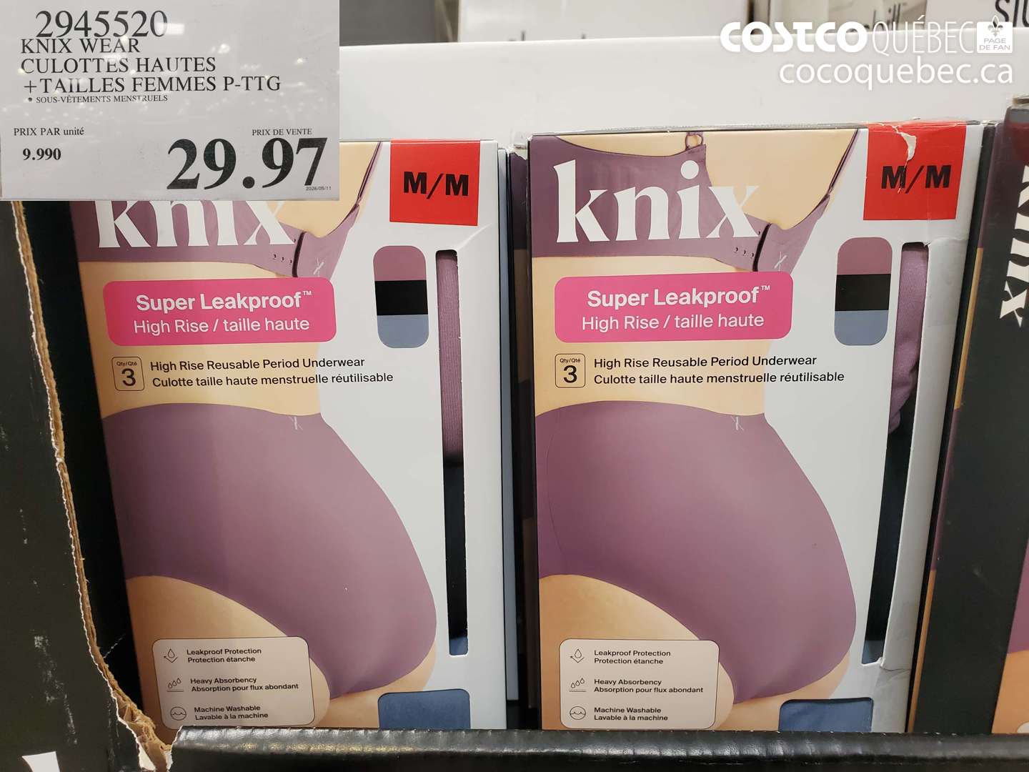 2945520 KNIX WEAR CULOTTES HAUTES + TAILLES FEMMES P-TTG $29.97