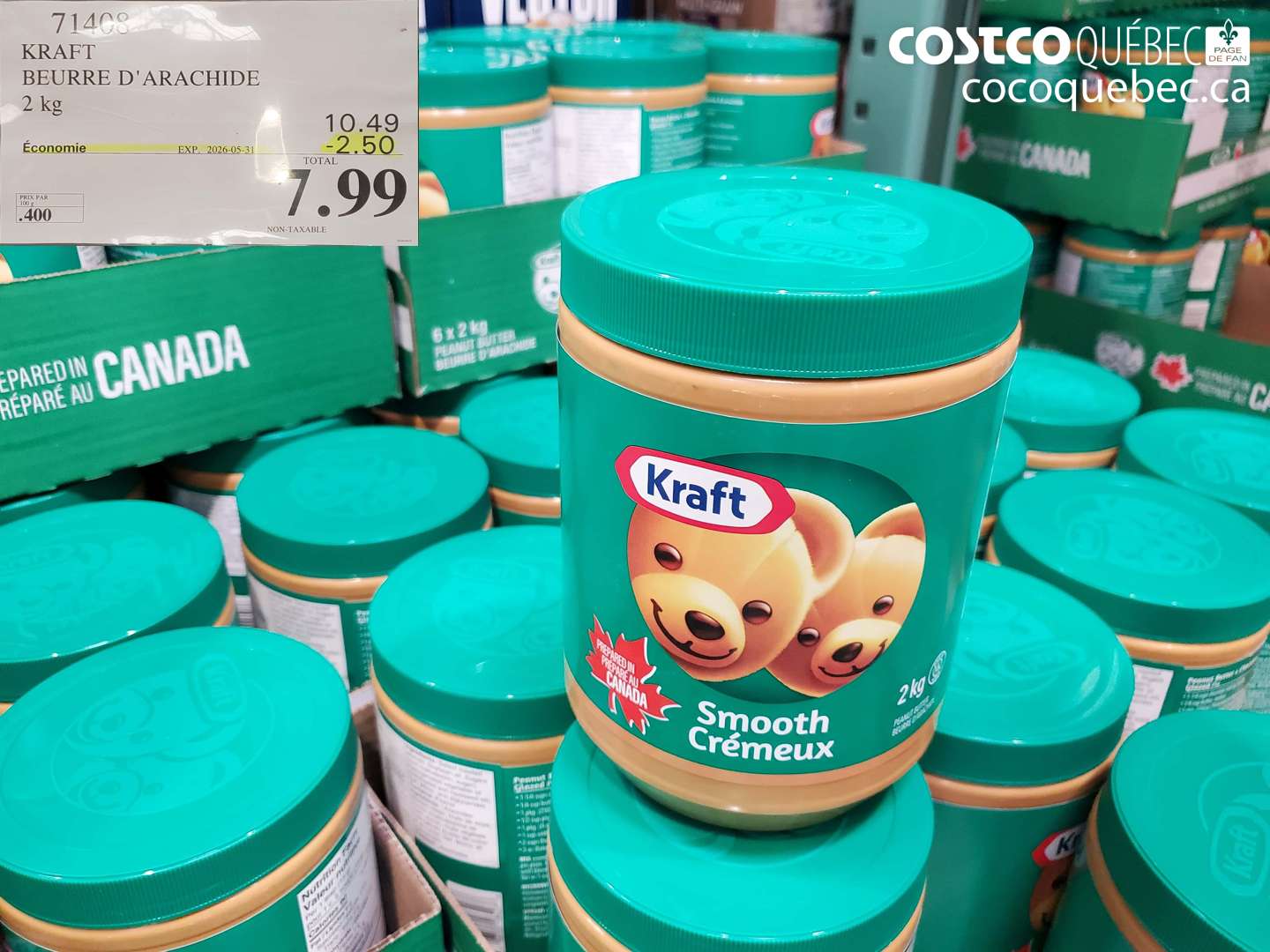 71408 KRAFT BEURRE D'ARACHIDE 2 KG ($2.50 INSTANT SAVINGS EXPIRES ON 2026-05-31) $7.99