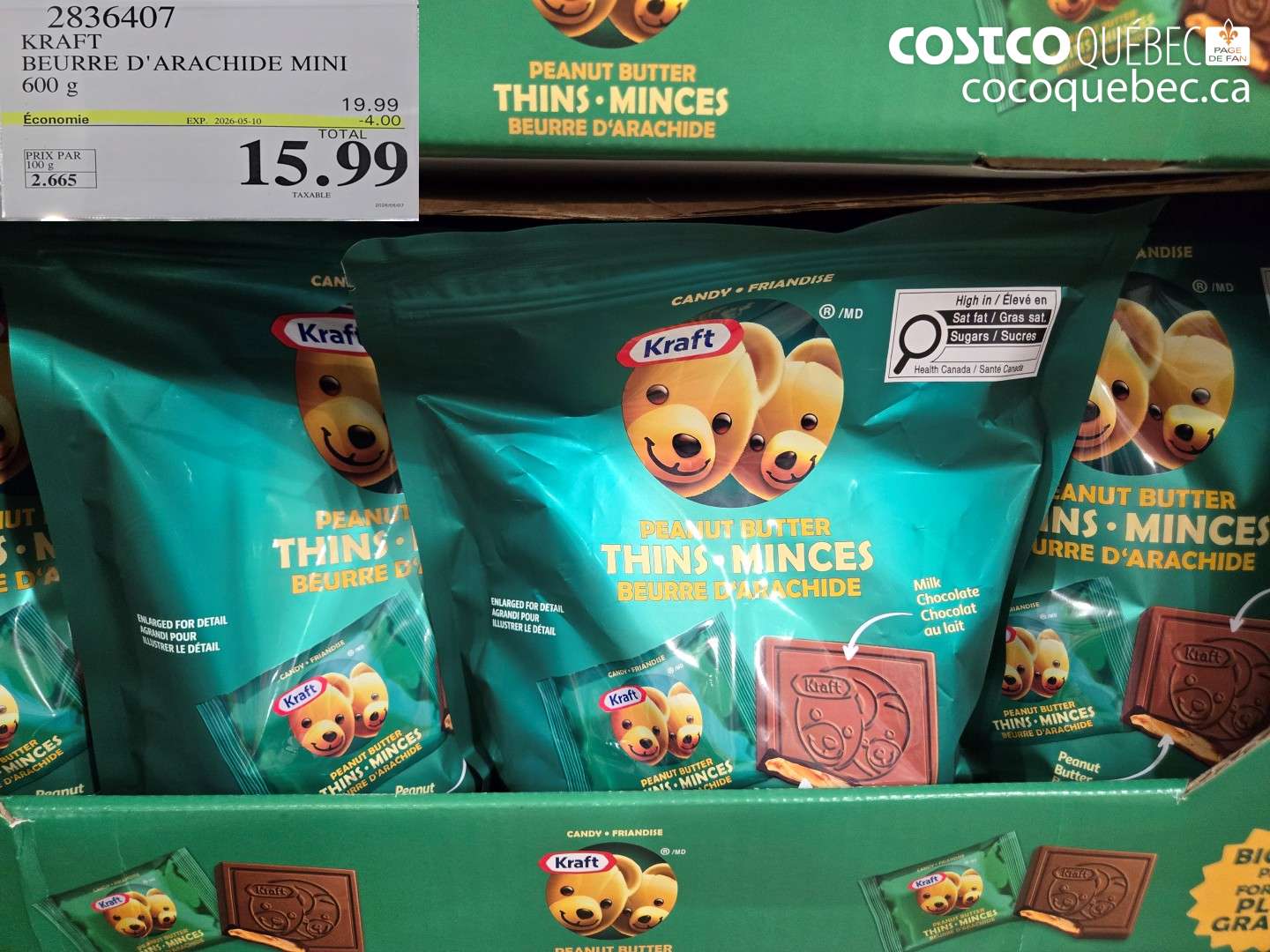 2836407 KRAFT BEURRE D'ARACHIDE MINI ($4.00 INSTANT SAVINGS EXPIRES ON 2026-05-10) $15.99