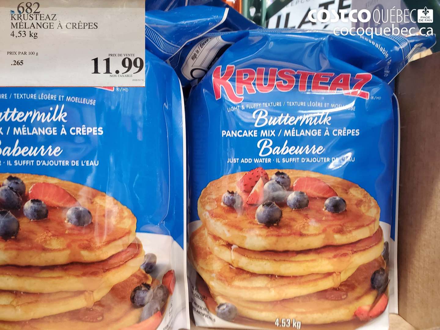 682 KRUSTEAZ MÉLANGE À CRÊPES 4,53 kg $11.99