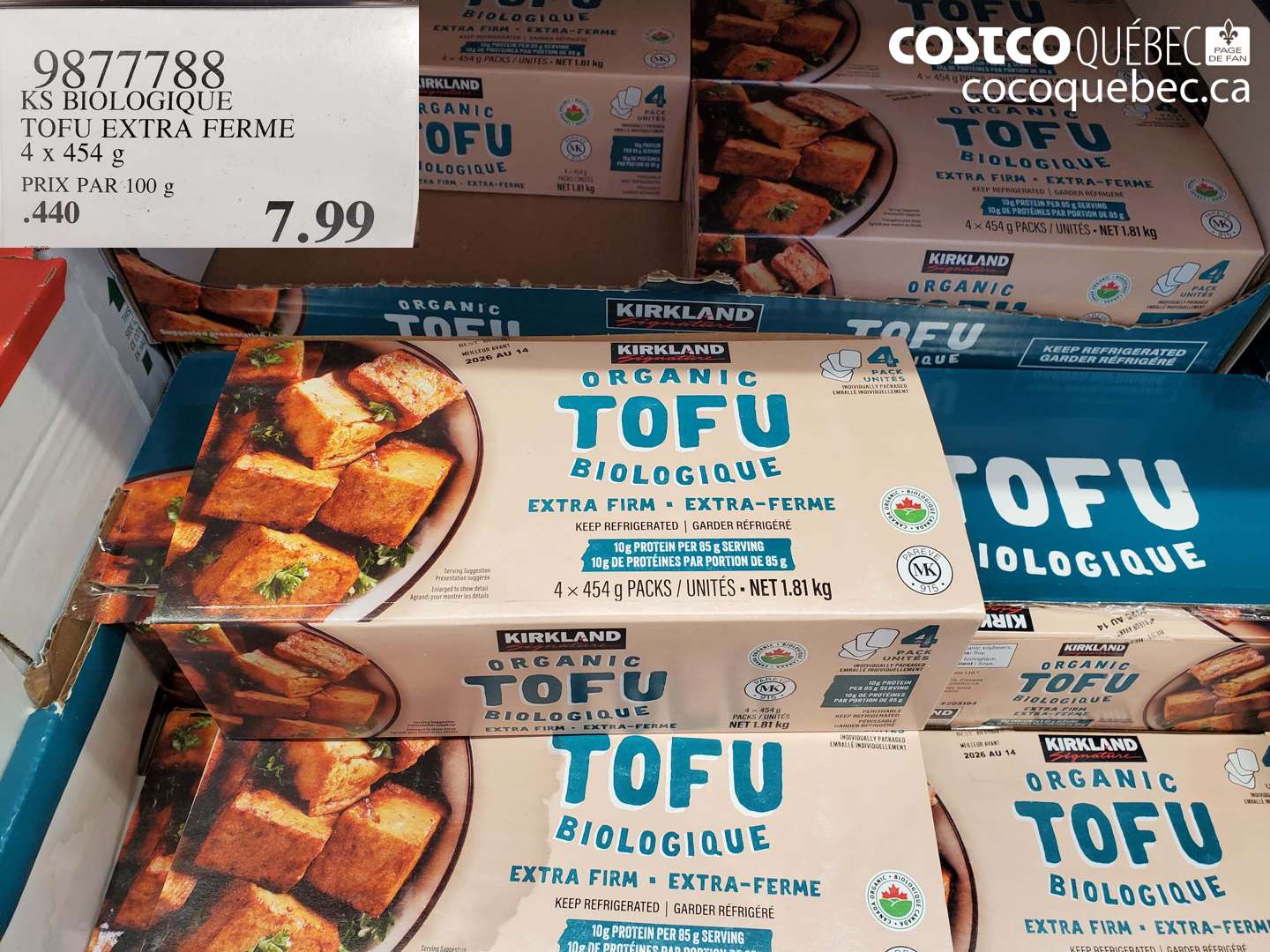 9877788 KS BIOLOGIQUE TOFU EXTRA FERME 4 X 454 G $7.99